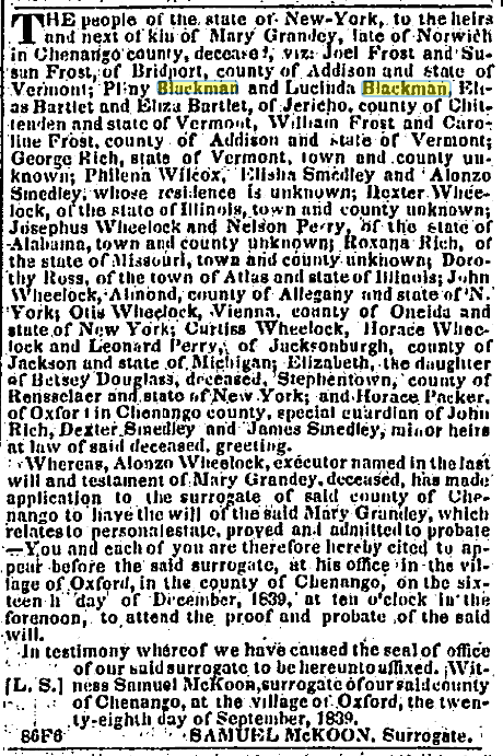 Albany Argus (Albany, NY), 1 Nov 1839, p. 4, col. 4